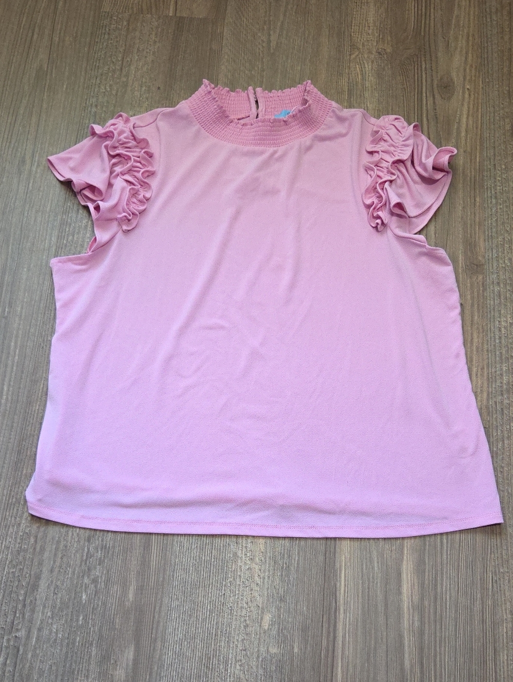 Women’s Cece Pink Ruffle Sleeve Mock Neck Top